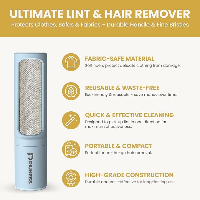 Pet Hair Remover Roller – Reusable Lint Roller for Cat & Dog Hair on Furniture, Couch, Carpet, Car & Bedding – Portable, Eco-Friendly