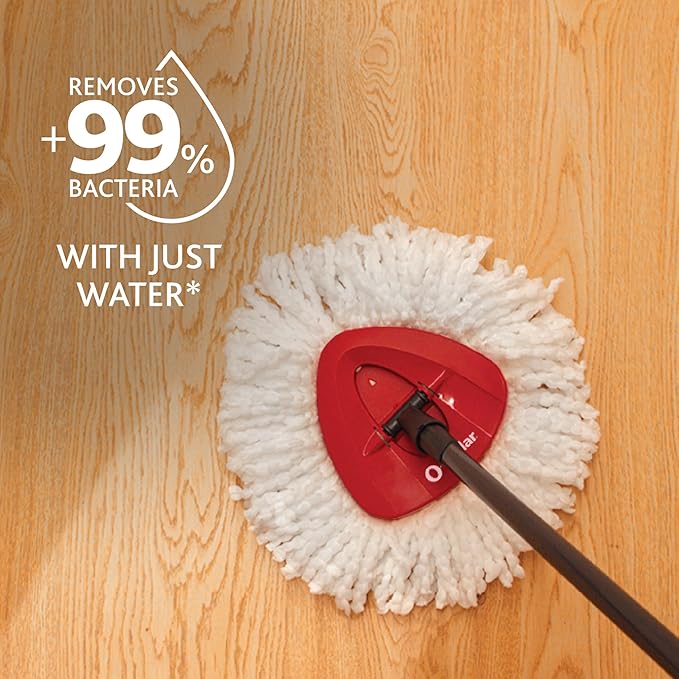 O-Cedar EasyWring Microfiber Spin Mop, Bucket Floor Cleaning System, Red, Gray, Standard