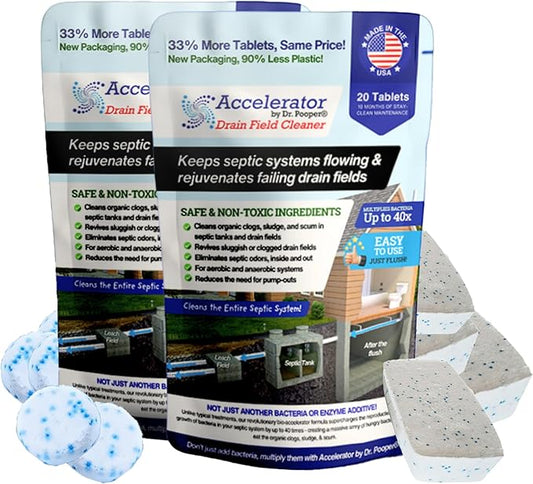 Cesspool & Septic Cleaner Kit by Accelerator by Dr. Pooper® - Commercial-strength bio-accelerator to get cesspools draining and flowing properly and keep them working | Made in USA | Safe & Non-Toxic