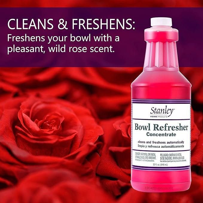 Stanley Toilet Bowl Cleaner & Deodorizer Concentrate 32 oz – Wild Rose Scent – Septic‑Safe Bowl Refresher – Cleans Stains & Residue with Each Flush (Pack of 3)