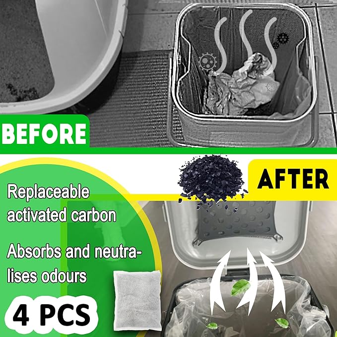 xcivi 4 Pack Odor Absorbing Filter for PetFusion Portable Cat Litter Disposal, Replacement Activated Charcoal Filters For PetFusion PF-LC1A Portable Cat Litter Disposal, Eliminate Odors/Smells