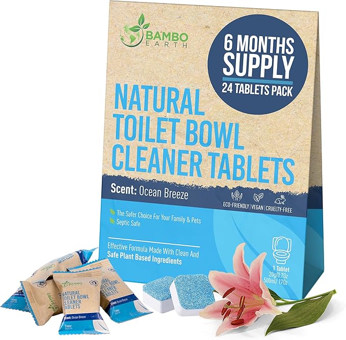Natural Toilet Bowl Cleaning Tablets - Eco Friendly Products & Cleaning Supplies Bathroom Cleaner Refill Tablet Pack Of 12/24/48 Tabs (24)
