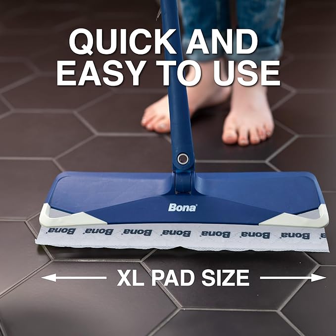 Bona Multi-Surface Floor Disposable Wet Cleaning Pads - 12-Pack - Residue-Free Floor Cleaning Solution for Stone, Tile, Laminate, and Vinyl Floors