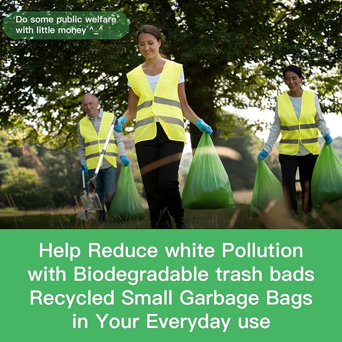 1.2 Gallon Mimi Compostable Trash Bags - (Fit1-1.3Gallon) Small Garbage Bags Green Biodegradable 5 Liter 100 Count Unscented For Kitchen Bathroom Car Tiny Waste Basket Liners Strong Inwaysin