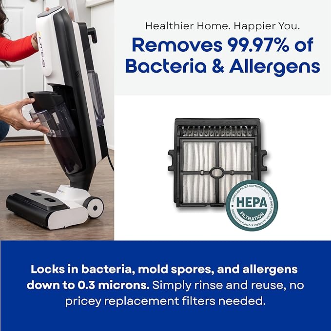 Wet Dry Vacuum and Mop for Hard Floors | Digital Display | Great for Sticky Messes, Pet Hair, Picks Up Debris & Deep Scrubs | Self Cleaning | Vacuum Cleaner for Hard Floors and Area Rugs