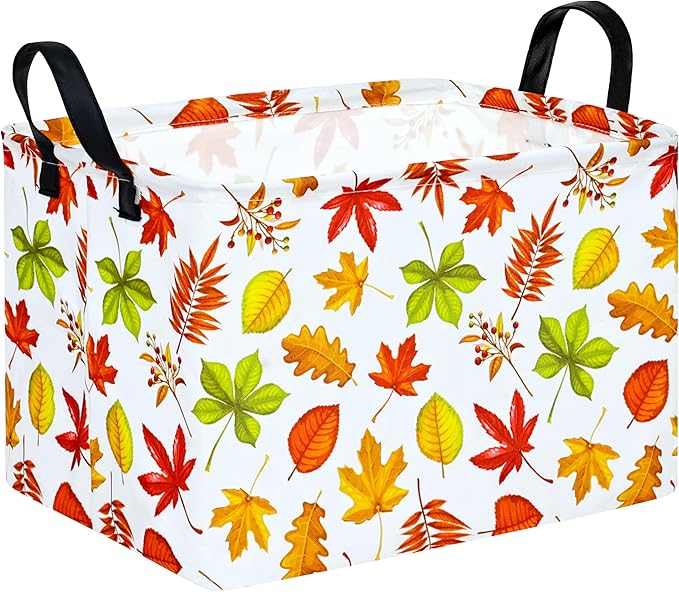 Thanksgiving Storage Basket Pumpkin Fall Storage Bin Family Gathering Gifts Basket Waterproof Toy Box Collapsible Clothes Organizer Nursery Bin for Bedroom Home Dorm