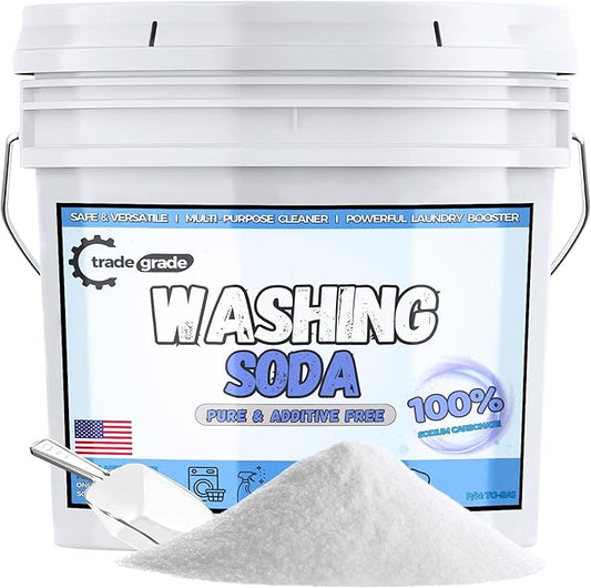 Washing Soda – 1 Gallon Bulk Bucket | Pure Soda Ash (Sodium Carbonate) | Natural Laundry Booster, Stain Remover & Household Cleaner | Non-Toxic & Hypoallergenic (1 Gallon)