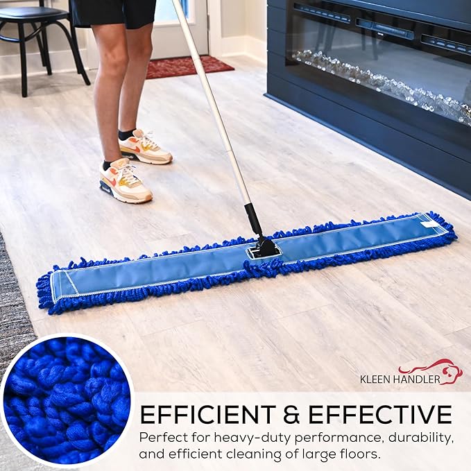 Kleen Handler 48 inch Microfiber Dust Mop | 12 Pack, Extra Large Washable Commercial Mop Head Replacement