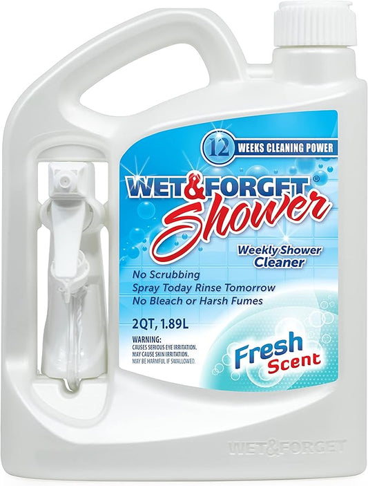 Wet & Forget Shower Cleaner Spray Multi-Surface Weekly Application Requires No Scrubbing, Bleach-Free Formula, Ready to Use, Fresh Scent, 3 Months of Cleaning, 64 Fluid Ounces, 1 Pack