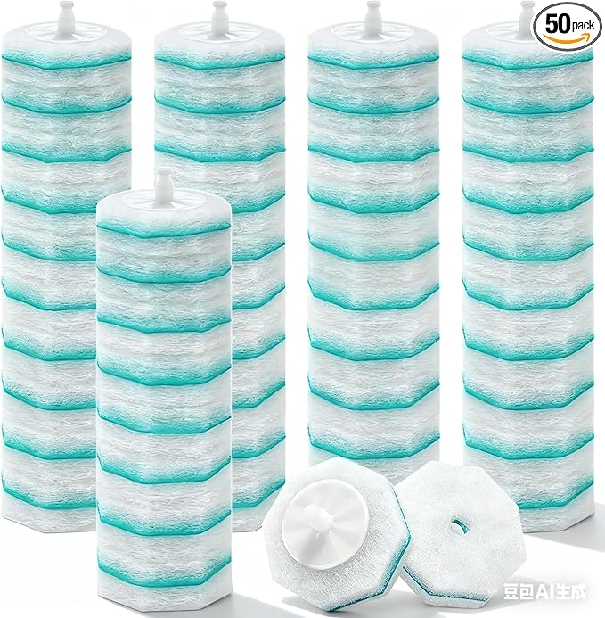 Disposable toilet brush head refills, with purple cleaning agent lavender fragrance, 50 pieces (Jasmine)