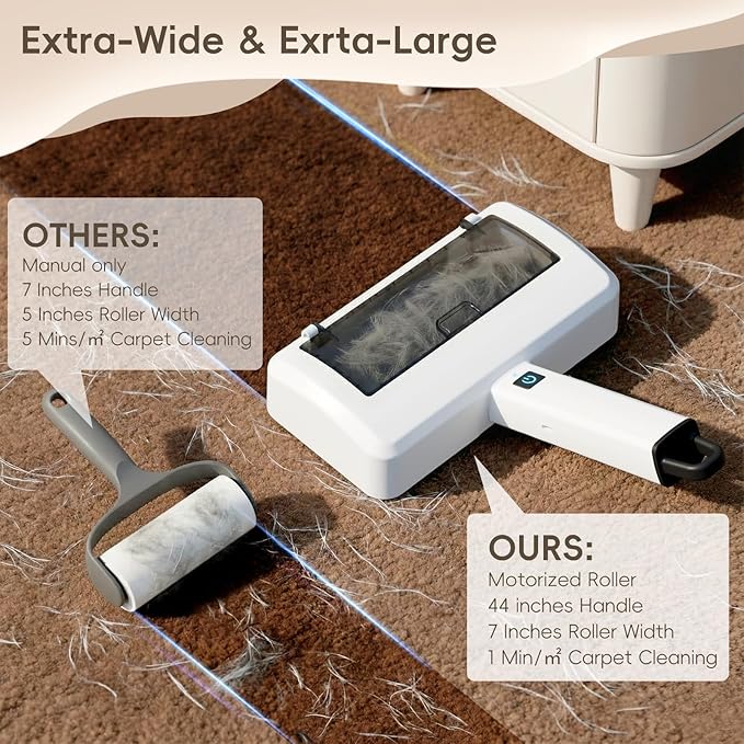 Lintlock Pet Hair Remover for Carpet, Electric Lint Roller Adjustable Handle Reusable Carpet Rake Dog Cat Hair Removal Tool for Carpets, Rugs, Furniture