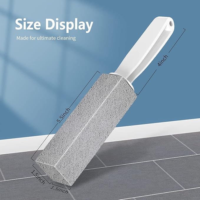 Toilet Bowl Cleaner Pumice Stone -Hard Water Stain Remover with Ergonomic Handle, Powerfully Removes Toilet Bowl Rings，Rust &Lime，Ideal for Toilet Brush/BBQ Grills/Sink/Pool/Bathroom【2Pack】