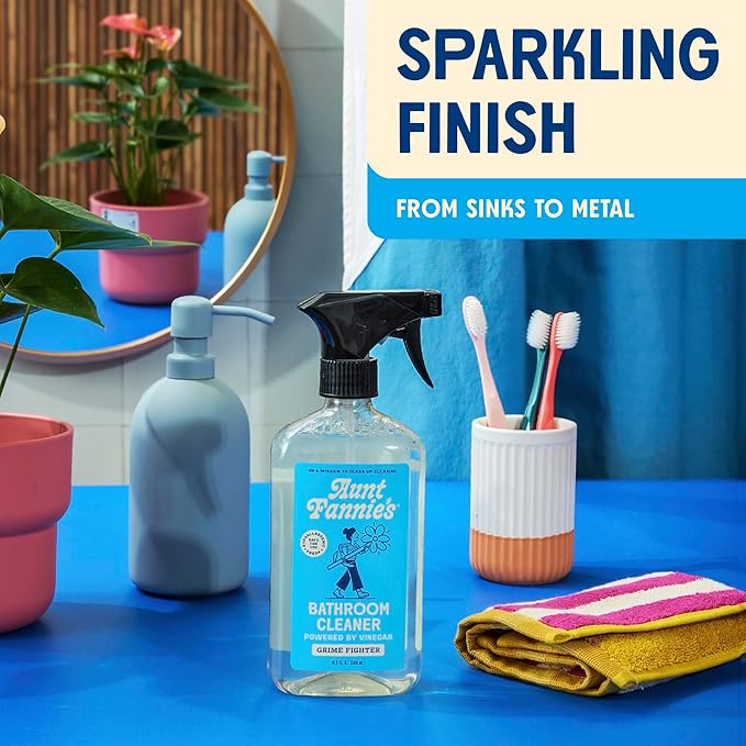 Aunt Fannie's All Purpose Bathroom Cleaner Vinegar Spray for Shower, Tub, Toilet, Tile, Sink and Fixtures, 16.9 Ounces (Pack of 1)