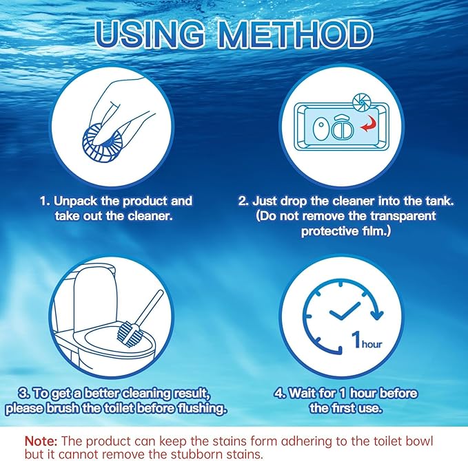 Vacplus Automatic Toilet Bowl Cleaner Tablets, Bathroom Toilet Tank Cleaner (30 PACK), VA-T165