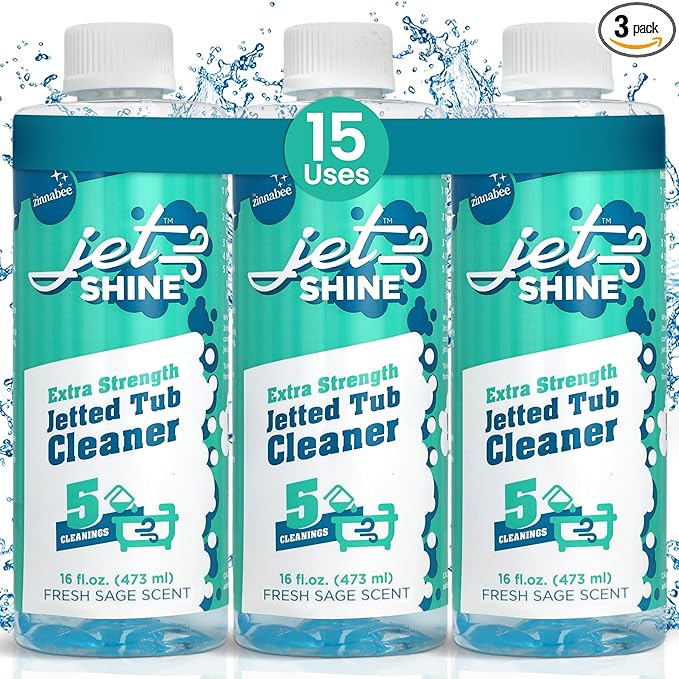 Jetted Tub Cleaner for Jacuzzi, Bathtubs, Whirlpools - Pack of 3, 16oz Sage Scented Jacuzzi Tub Cleaner to Help Clean Dirt and Soap Buildup, 5 Cleanings per Bottle