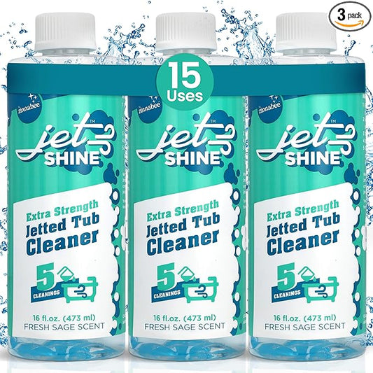 Jetted Tub Cleaner for Jacuzzi, Bathtubs, Whirlpools - Pack of 3, 16oz Sage Scented Jacuzzi Tub Cleaner to Help Clean Dirt and Soap Buildup, 5 Cleanings per Bottle