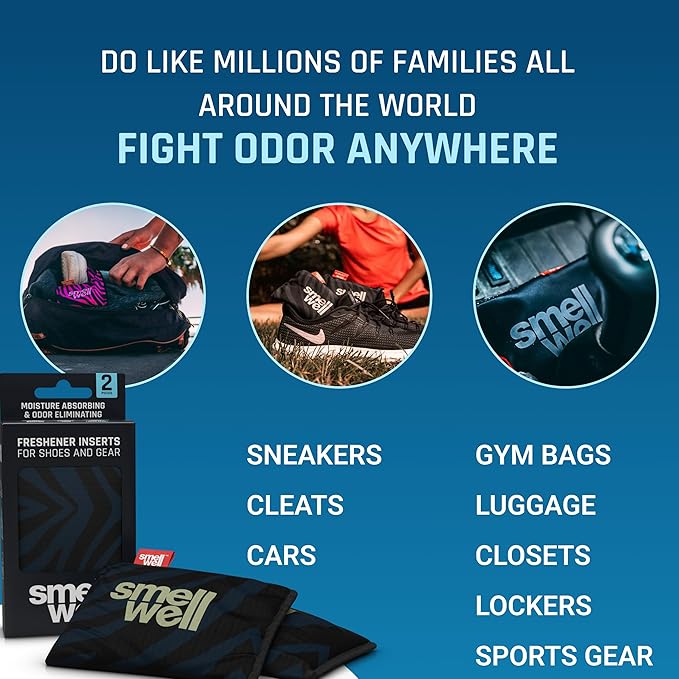 SmellWell - 4-Pack Scented Shoe Deodorizer Inserts - Odor Eliminators - Activated Bamboo Charcoal + Minerals - Natural Fresheners for shoes, bags, gloves - 8 x 1.8oz Original Size Green Camo