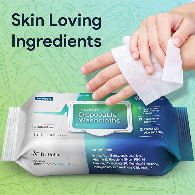 Disposable Body Wipes For Adults 400 Count (10 x 40 Packs) -Premoistened Washcloths For Elderly Bathing Infused With Aloe and Lanolin -Alcohol-Free Adult Wet Wipes, Extra Large 8” x 12” Wash Cloth
