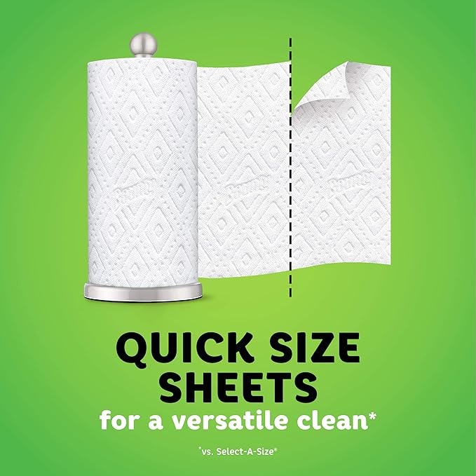Bounty Quick Size Paper Towels, White, 8 Family Rolls = 20 Regular Rolls (Packaging May Vary)