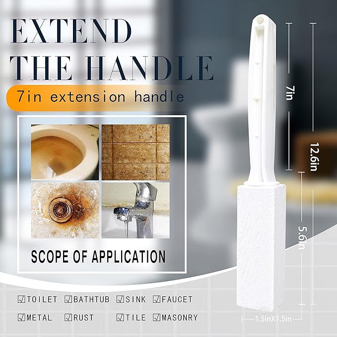 2 Pack Toilet Cleaner Hard Water Build up Remover with Ergonomic Handle, Pumice Stone Cleanning Tool Stain Hard Water Ring Cleaner for Toilet, Pool, Bathroom, Sink