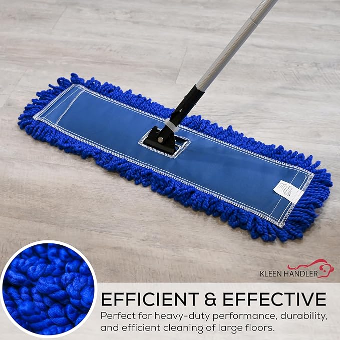 Kleen Handler 24 inch Microfiber Dust Mop | Medium Washable Commercial Mop Head Replacement, Pack of 6