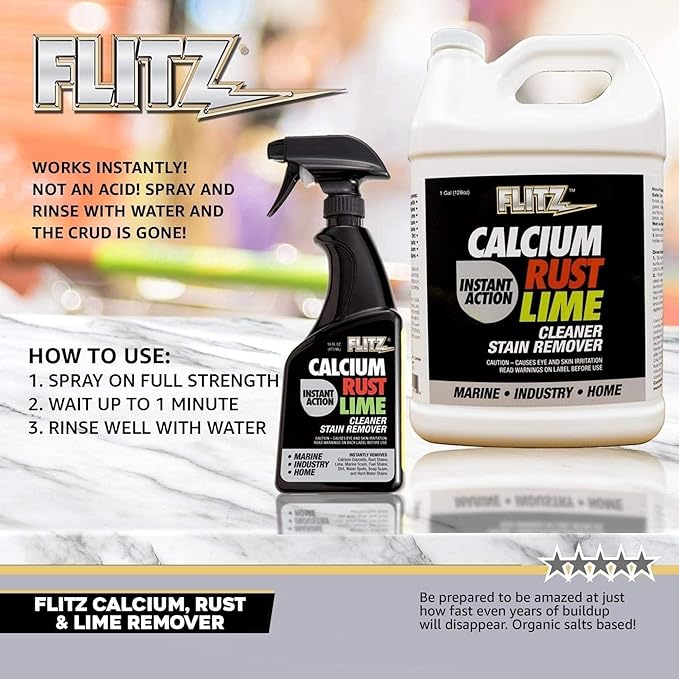 Flitz Calcium, Rust, & Lime Remover - 16oz Bottle of USA-Made Limescale Remover for Toilets, Showers, and More - Powerful Spray that Instantly Eliminates Tarnish, Grease, and Other Grime (12 Pack)