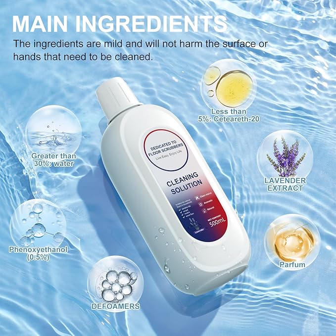 Floor Cleaner 1000ml Lavender Scent Compatible with Tineco Cleaning Solution, Residue & Streak Free, Suitable for All Robot Vacuum Cleaners and Wireless Wet Dry Dual-Use Vacuum Cleaners (Lavender)