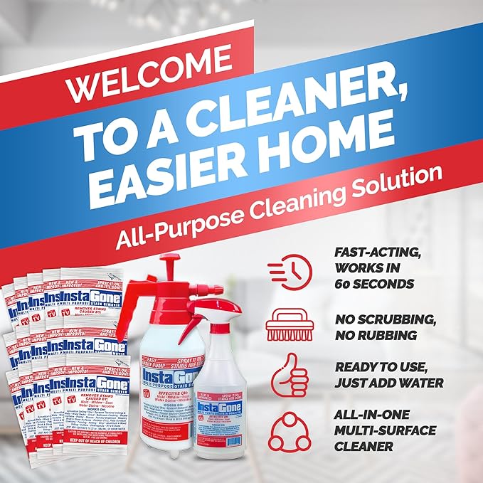 Cleaning Supplies, All Purpose Cleaner, 24oz, Spray Bottle, and 48oz Pump Bottle, with 0.8oz 15 pcs Refill Packs, Household Items, Household Cleaning, Multipurpose Cleaner, Stain Remover