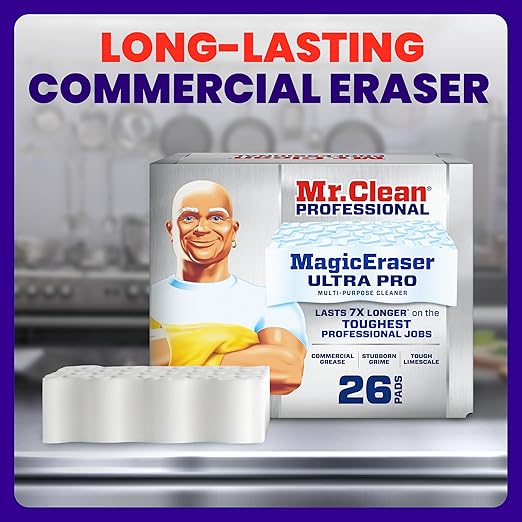 Mr. Clean Pro Magic Eraser Ultra Pro - Heavy Duty Cleaning Sponges - Commercial Grease and Stain Removal - Bulk Pack 26 Count - Professional Grade for Businesses, Hotels, Facilities, Industrial Use