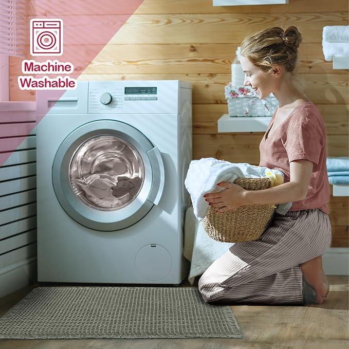 ZALL Waffle Bath Mat,Dark Green Super Absorbent Non Slip Bathroom Rug,17x24inch,Machine Washable Ultra Soft Floor Mats