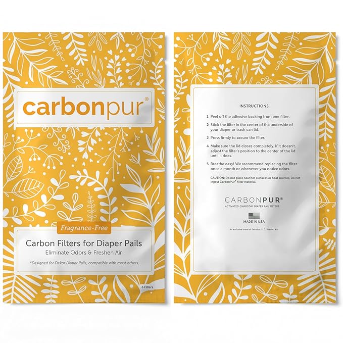 Activated Carbon Diaper Pail Deodorizer, Odor Absorbant Filter, Compatible with Dekor Classic and Plus, Made in USA (6, Dekor Classic+Plus)