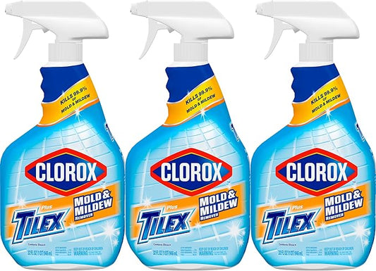 Clorox Plus Tilex Mold and Mildew Remover with Bleach, Spray Bottle, 32 Fluid Ounces, Pack of 3