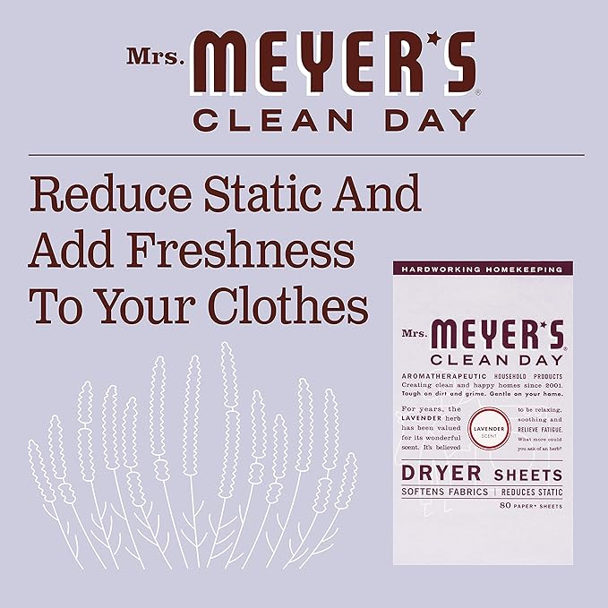 Mrs. Meyer's Dryer Sheets, Lavender, 80 Count (Pack of 5)