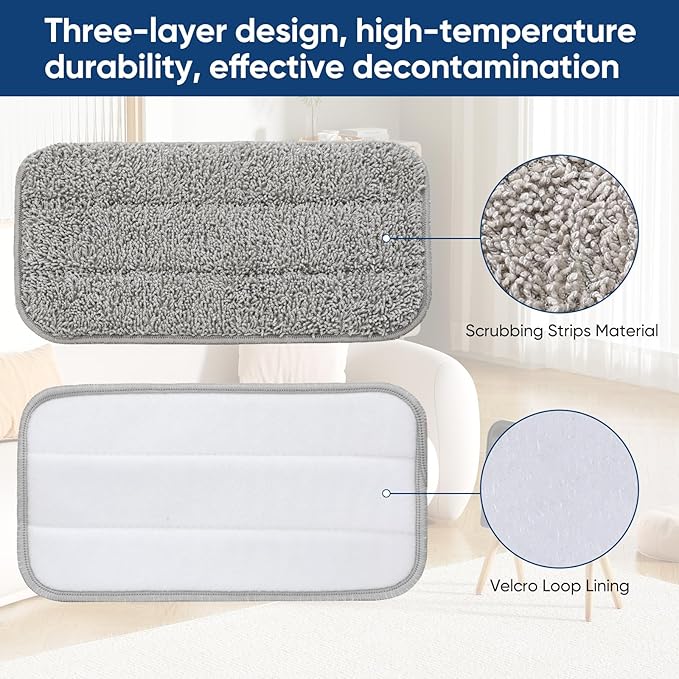 Steam Mop Pads for Floor Cleaning, Washable and Reusable Replacement Mop Pads 6pack