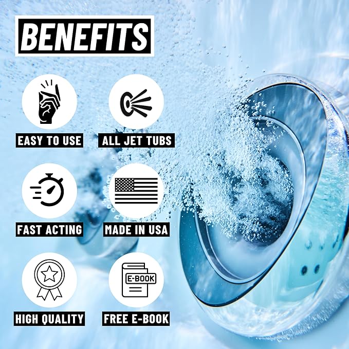 Jetted Tub Cleaner for Whirlpool & Jacuzzi Baths – Deep Jet Line & Pipe Flush Formula Removes Yuck, Buildup & Residue – Heavy Duty Bathtub Jet Cleaner for Acrylic & Fiberglass Tubs – Made in USA