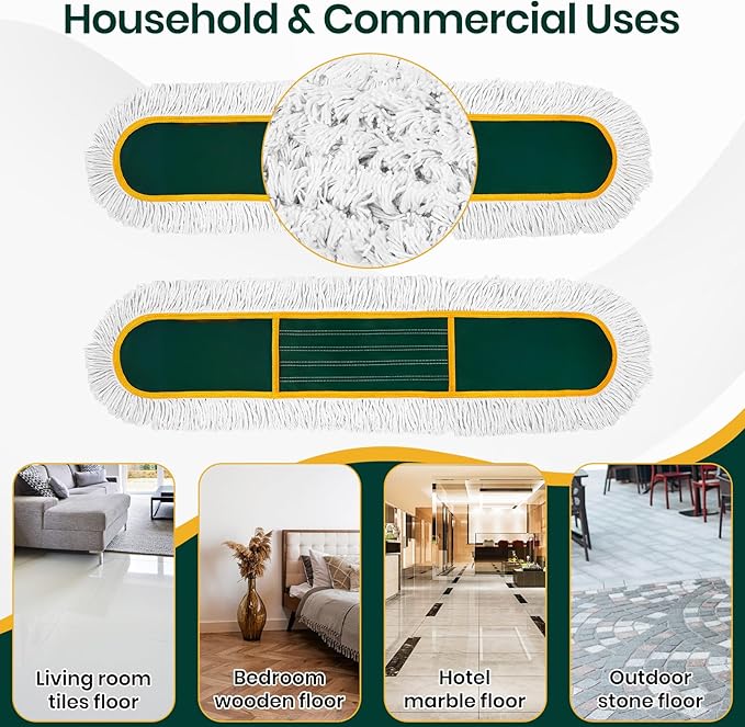 36” Commercial Duster Mops, Extra Large Floor Duster with 2 Replacement Pads, 60” Long Handle Heavy Duty Industrial Wet&Dry Flat Mop for Hardwood Floors, Marble, Laminate, Tile, Concrete, Garage