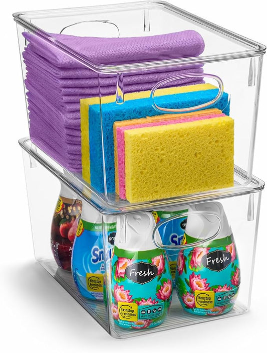 Sorbus Large Clear Plastic Storage Bins with Lids, Clear Stackable Storage Bins, Laundry Room Organizer Bins, Office, Classroom, Playroom, Bathroom, Laundry Room Organization and Storage (2 Pack)