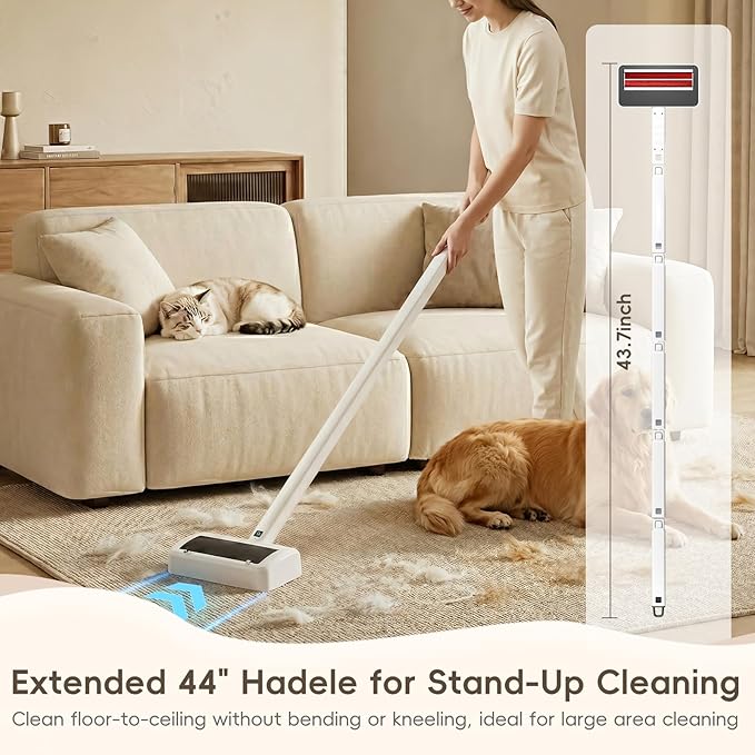 Lintlock Pet Hair Remover for Carpet, Electric Lint Roller Adjustable Handle Reusable Carpet Rake Dog Cat Hair Removal Tool for Carpets, Rugs, Furniture