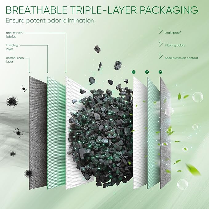 Activated Charcoal Odor Absorber,Large 12 Pack w Hooks Nature Odor Eliminator for Strong Odor, Bamboo Charcoal Air Purifying Bags,Moisture Absorbers for Fresh Home Car Closet Pet,Smoke Room Deodorizer