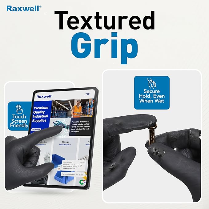 Raxwell Black Nitrile Disposable Gloves, Latex Free Food Grade, 6.5mil Mechanic Gloves for Cooking and BBQ