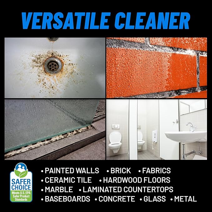 CLR PRO Heavy Duty Bleach-Free Mold and Mildew Stain Remover, 1 Gallon Bottle, Unscented Multi-Surface Stain Remover, Works on Tile, Wood, Concrete, Glass and More