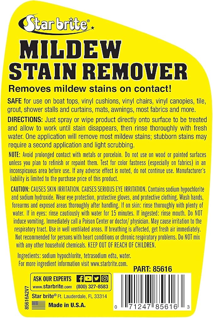 STAR BRITE Mold Stain & Mildew Stain Remover – Lifts Dirt & Removes Mildew Stains on Contact - 32 OZ (085632)
