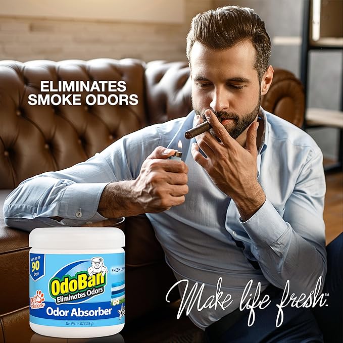 OdoBan Solid Odor Absorber Eliminator for Home and Small Spaces, Fresh Linen Scent, 14 Ounces Each, 12-Pack