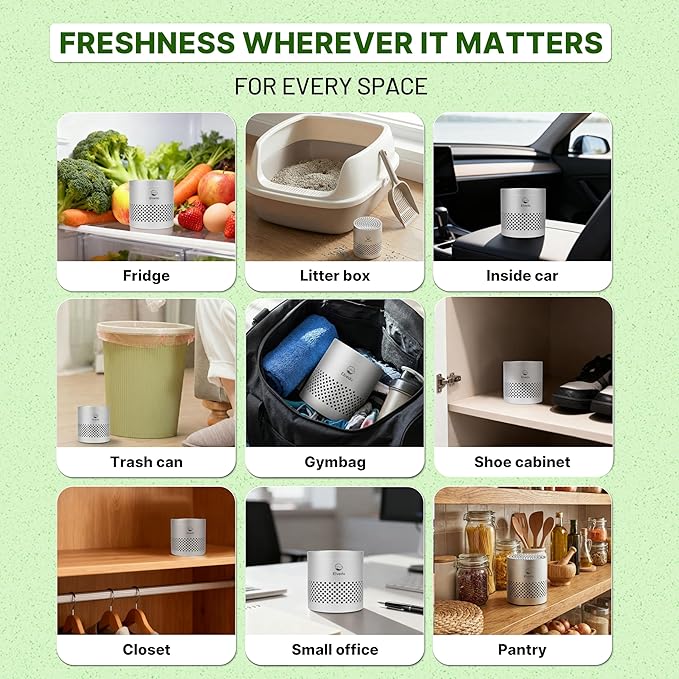 Elveda, Refrigerator Deodorizer odor eliminator for home. Lasts 10 years. Fridge, closet, pantry, shoe rack, car & drawer odor absorber for home. Nontoxic top kitchen gadgets. Kitchen gifts under 25.