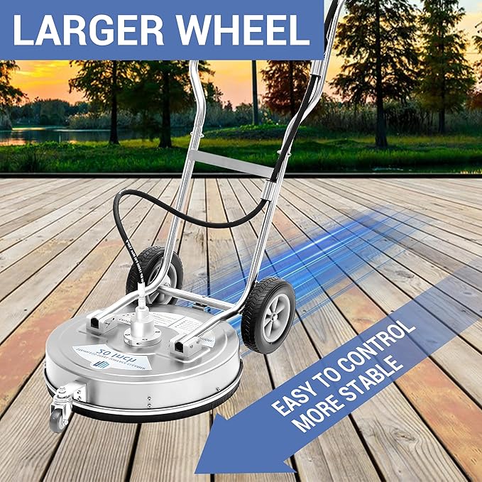 RIDGE WASHER 20’’ Surface Cleaner Dual Handle, Stainless Steel Bigger Stable Wheels Pressure Washer Surface Cleaner, Power Washer Surface Cleaner for Cleaning Driveways, Sidewalks, Patios