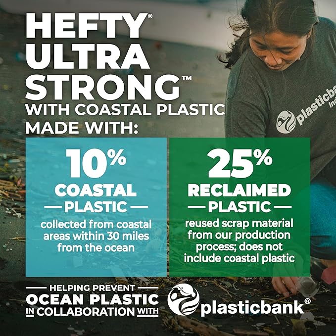 Hefty Ultra Strong Trash Bags | Kitchen | 13 Gallon | 80 Bags, Pack of 3