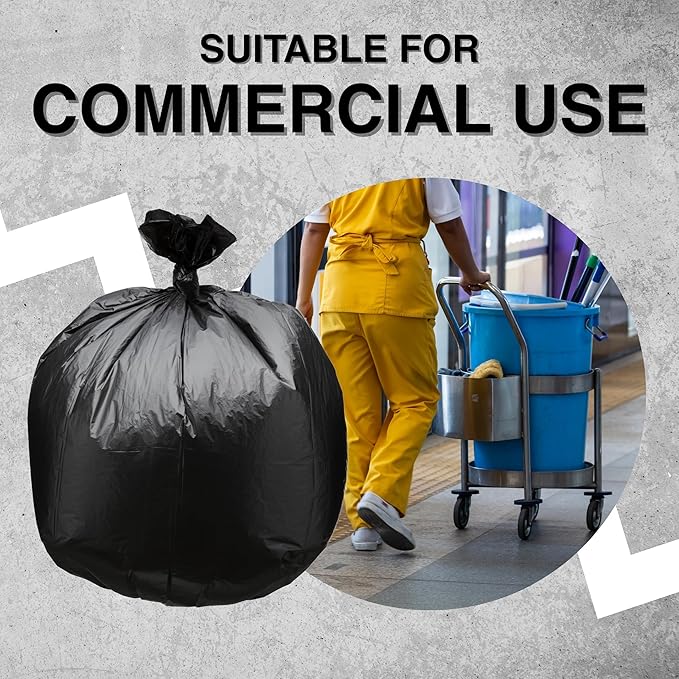 45 Gallon Garbage Trash Bag 40X48" Black 150 Count Can Liner Bulk 40 Gallon 41 Gallon 42 Gallon 44 Gallon Made in USA