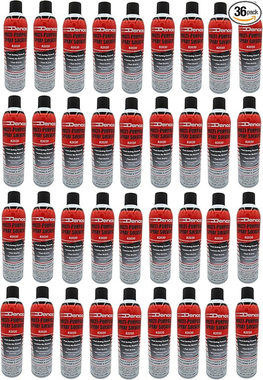 #2030 Denco Multi-Purpose Spray Solvent - Aerosol - Cuts Grime, Dirt, Grease, and Oily Debris - High Power Spray - Non-Chlorinated - Low Odor - Fast Acting - 13oz Net Wt - 12 Per Case (36)