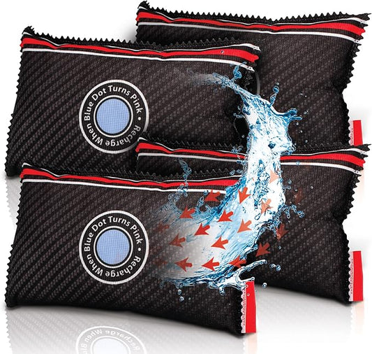 Car Dehumidifier, 4-Pack - Rechargeable, Anti-Fog, Portable Moisture Absorber for Car, Trucks, and RVs - Black