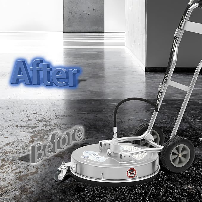 RIDGE WASHER 20’’ Surface Cleaner Dual Handle, Stainless Steel Bigger Stable Wheels Pressure Washer Surface Cleaner, Power Washer Surface Cleaner for Cleaning Driveways, Sidewalks, Patios